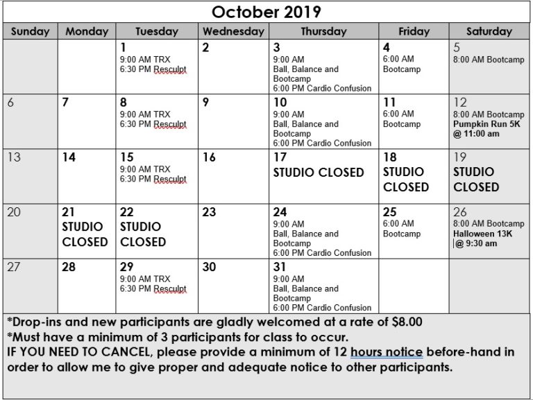 Schedule of Classes Fighting to Stay Strong